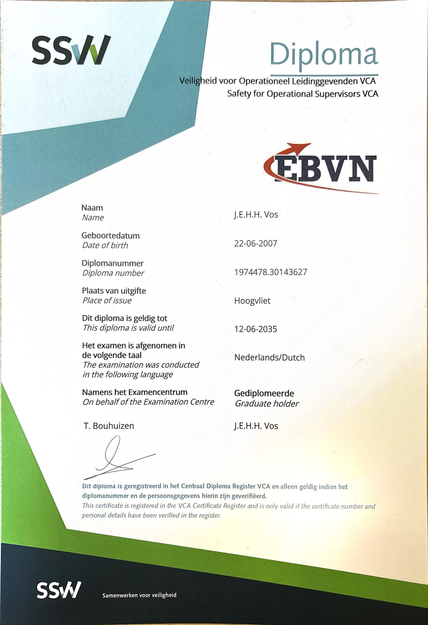 VCA diploma